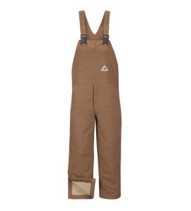 Bulwark BLN6BD Men's Heavyweight FR Insulated Brown Duck  Bib Overall with Knee Zip