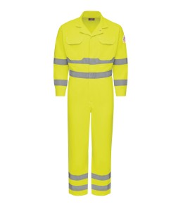 Bulwark CMD8HV Men's Lightweight FR Hi-Visibility Deluxe Coverall with Reflective Trim
