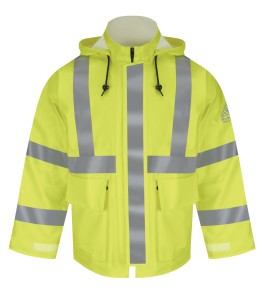 Bulwark JXN4YE Men's FR Hi-Visibility Rain Jacket with Hood