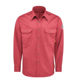 Bulwark QS28RD iQ Series Men's Midweight Comfort Snap-Front Woven Shirt