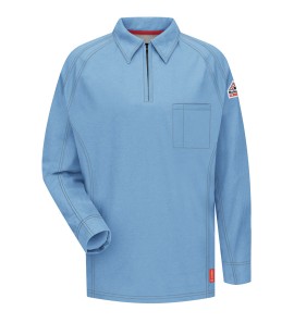Bulwark QT12BL iQ Series? Comfort Knit Men's FR Long Sleeve Polo