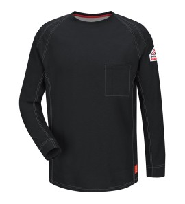 Bulwark QT32BK iQ Series? Comfort Knit Men's FR Long Sleeve T-Shirt