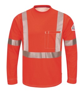 Bulwark QT34OR iQ Series? Comfort Knit Men's FR Long Sleeve T-Shirt with Reflective Trim