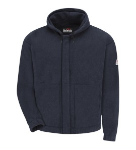 Bulwark SMH6NV Men's Fleece FR Zip-Front Hooded Sweatshirt