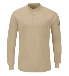 Bulwark SML8KH Men's Long Sleeve Lightweight Henley Shirt